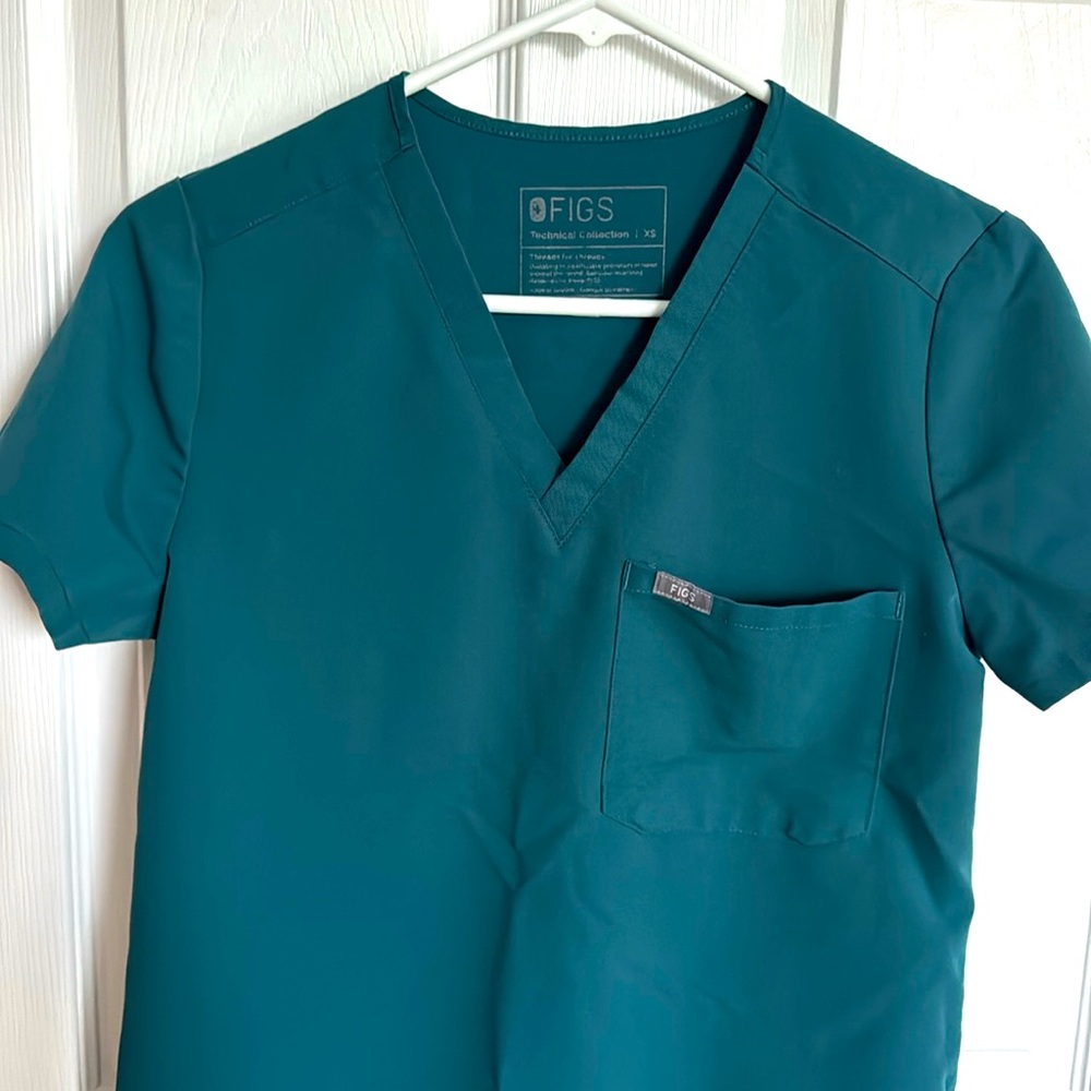 Figs teal scrub top